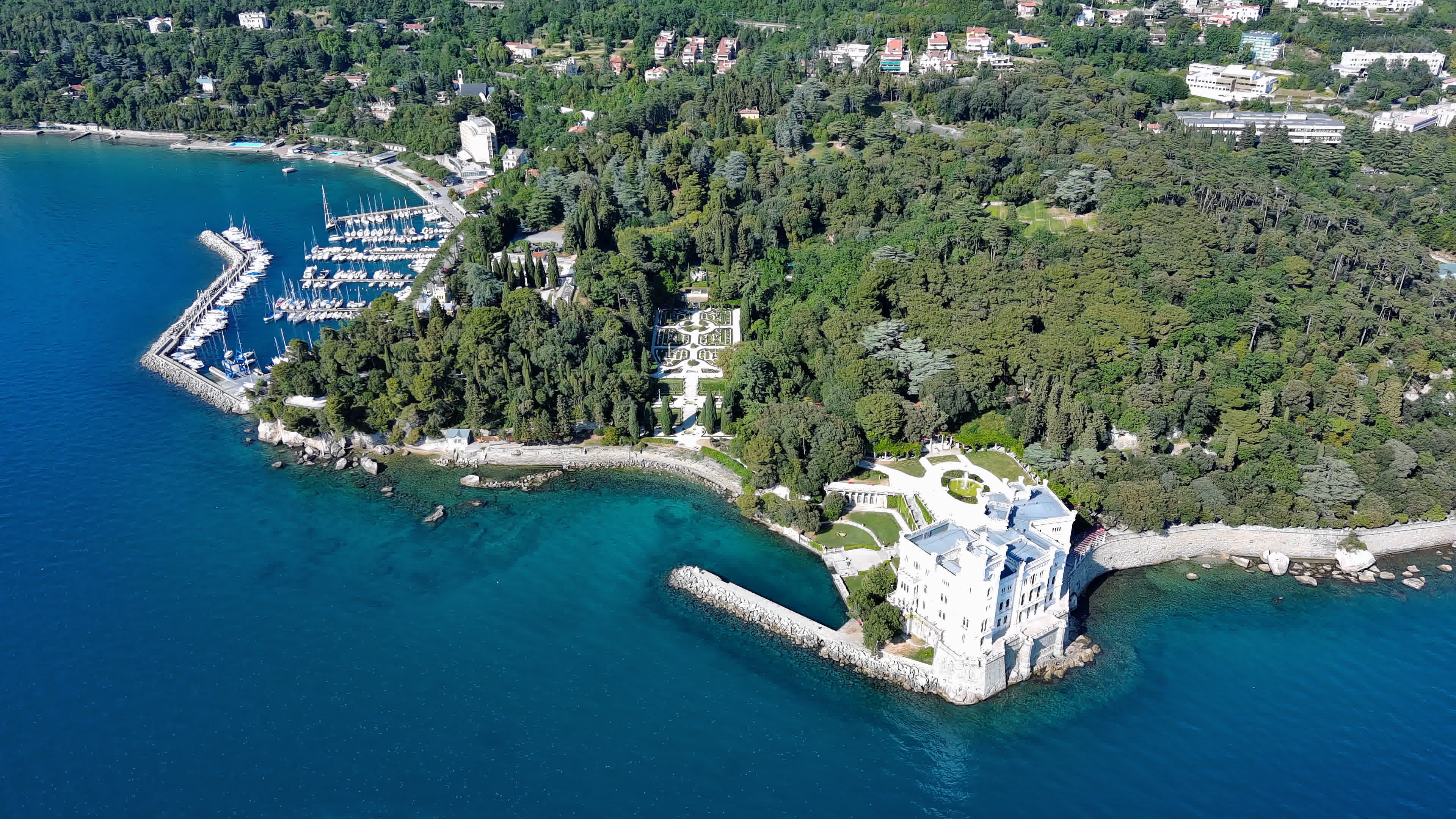 Aerial view of Miramare Castle